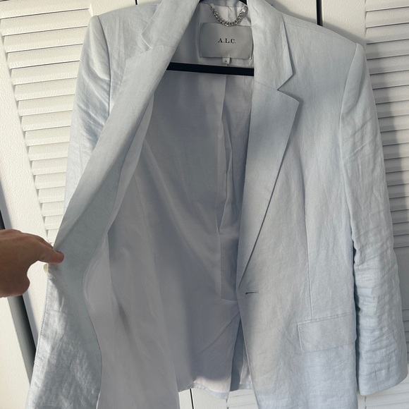 A.L.C. Arlo II Linen-Blend Jacket - Light Blue - Picture 10 of 11